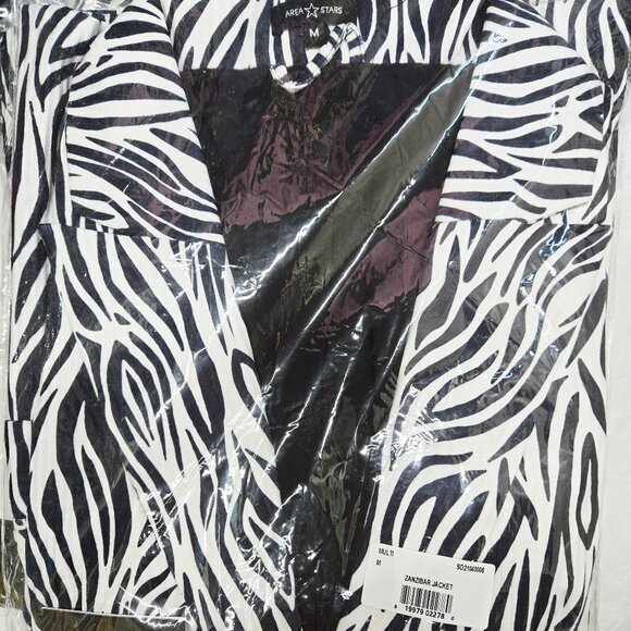NEW Area Stars Zanzibar Zebra Print Jacket Poly Blend Black & White M MSRP $195 - Picture 12 of 15
